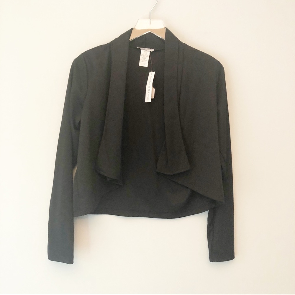 Boutique | Black open front cropped blazer